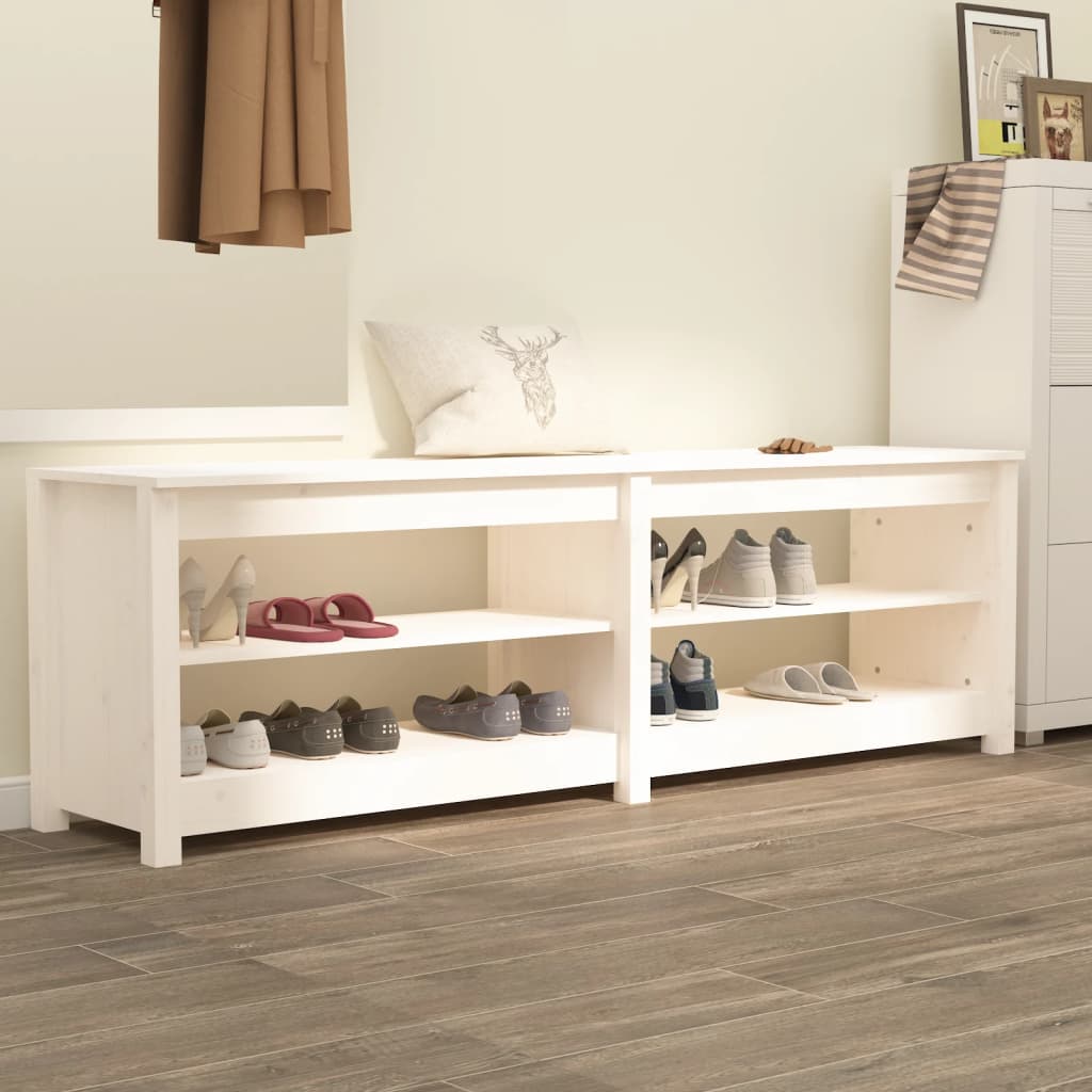 Luxo Shoe Bench Solid Pine 4 Compartments Wide & Deep