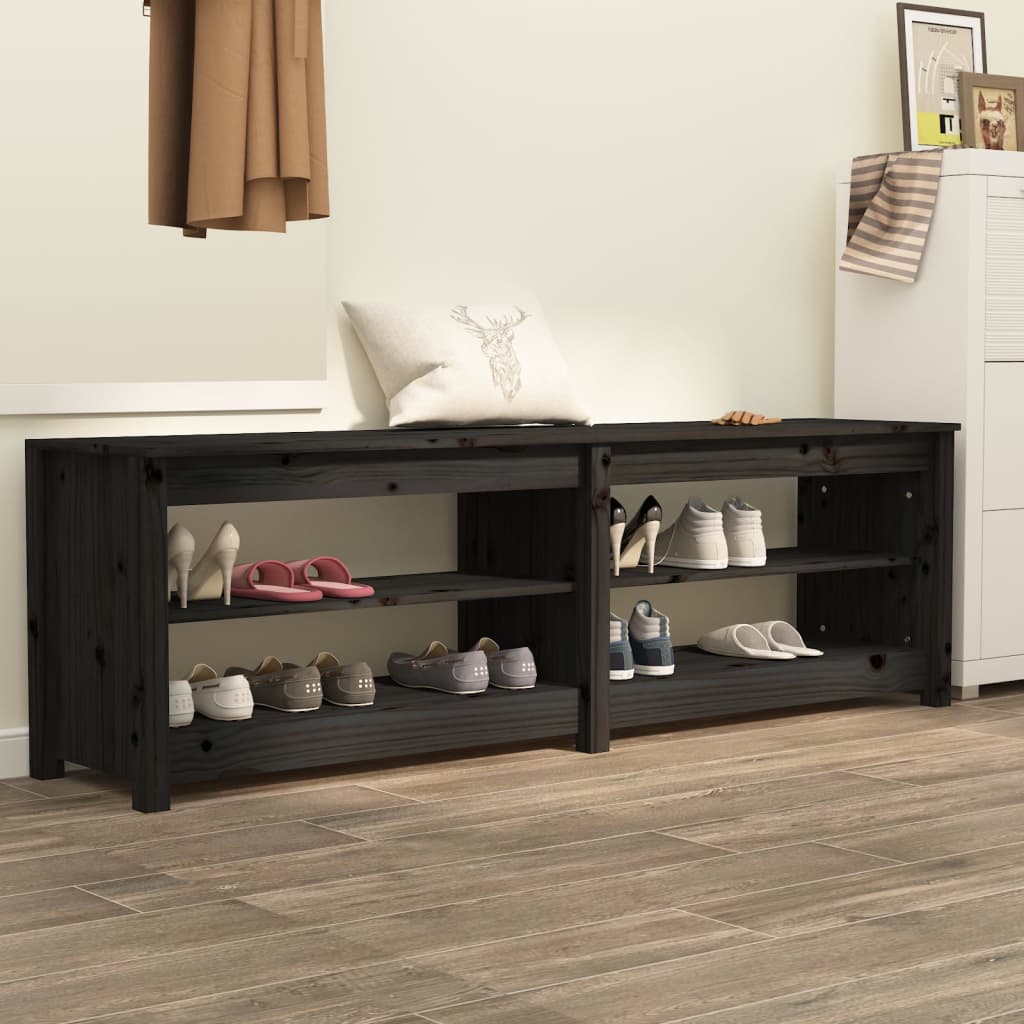 Luxo Shoe Bench Solid Pine 4 Compartments Wide & Deep