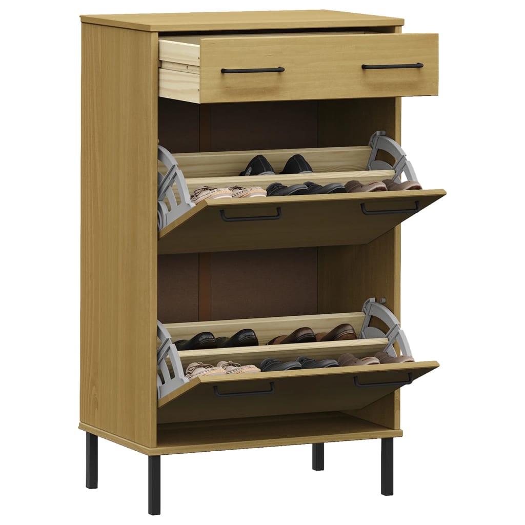 Shoe Cabinet Honey Wax Pine 3 Drawers Rectangular