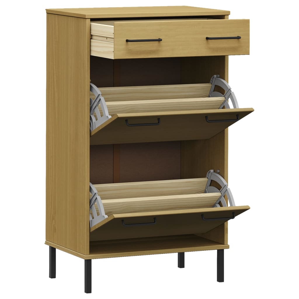 Shoe Cabinet Honey Wax Pine 3 Drawers Rectangular