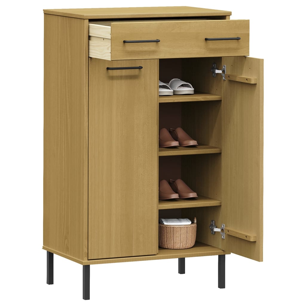 Shoe Cabinet Honey Wax Pine 4 Compartments Rectangular