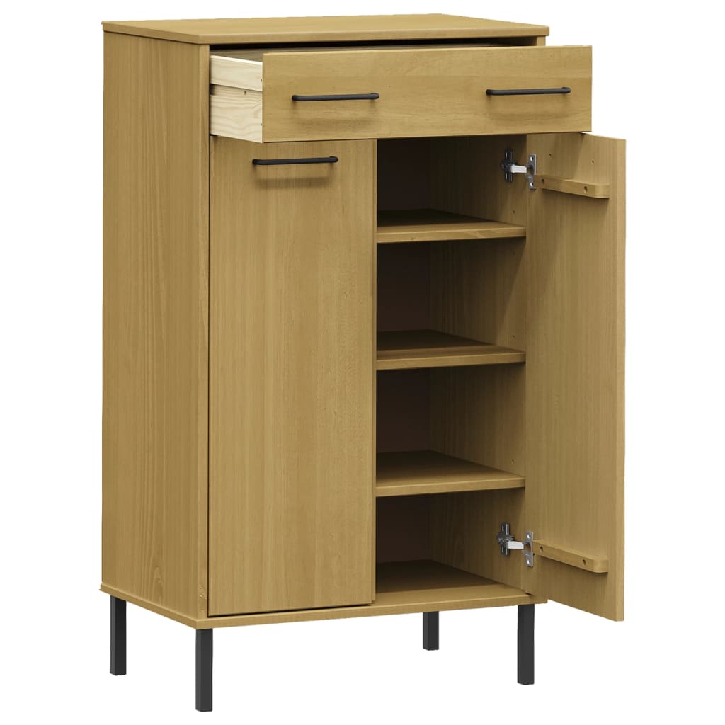 Shoe Cabinet Honey Wax Pine 4 Compartments Rectangular