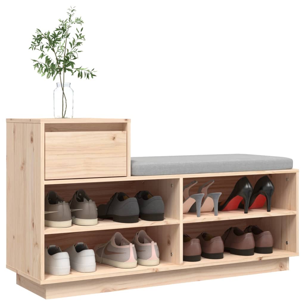Shoe Cabinet Natural Solid Pine Wide & Deep 5 Compartments