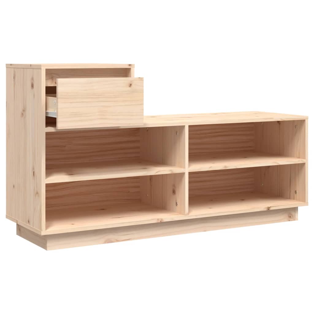 Shoe Cabinet Natural Solid Pine Wide & Deep 5 Compartments