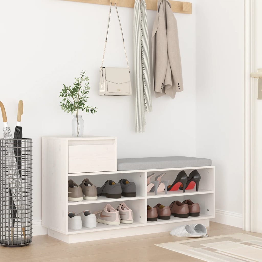 Shoe Cabinet Natural Solid Pine Wide & Deep 5 Compartments
