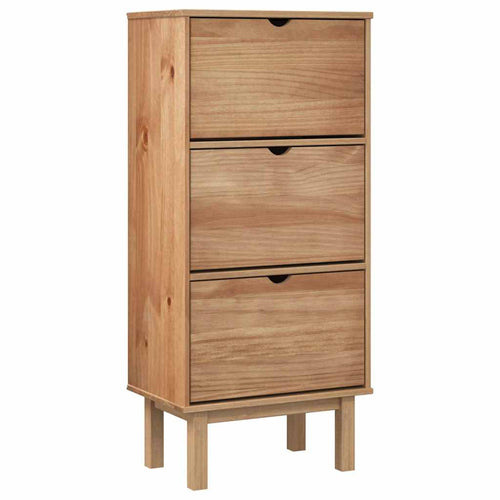 Shoe Cabinet Honey Wax Pine 3 Compartments Rectangular