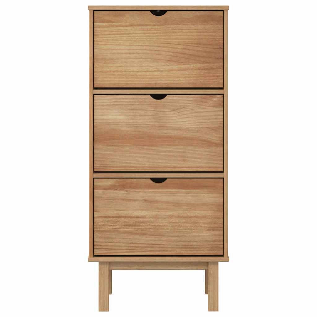 Shoe Cabinet Honey Wax Pine 3 Compartments Rectangular