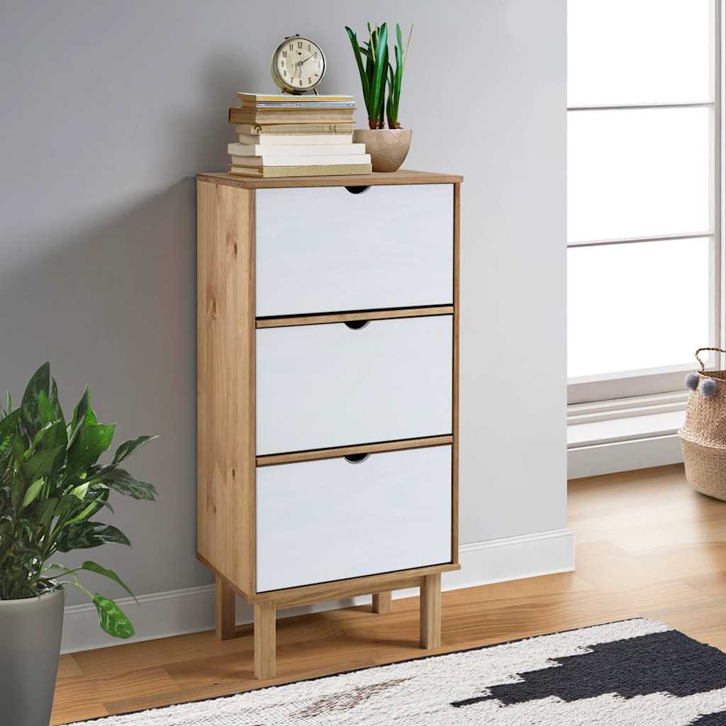Shoe Cabinet Honey Wax Pine 3 Compartments Rectangular