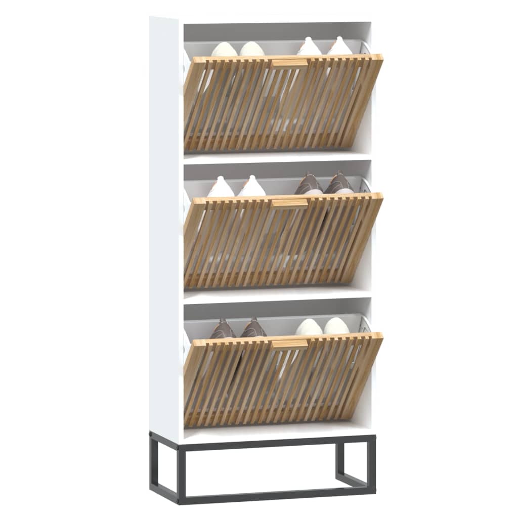 Shoe Cabinet Pine 3 Compartments Rectangular