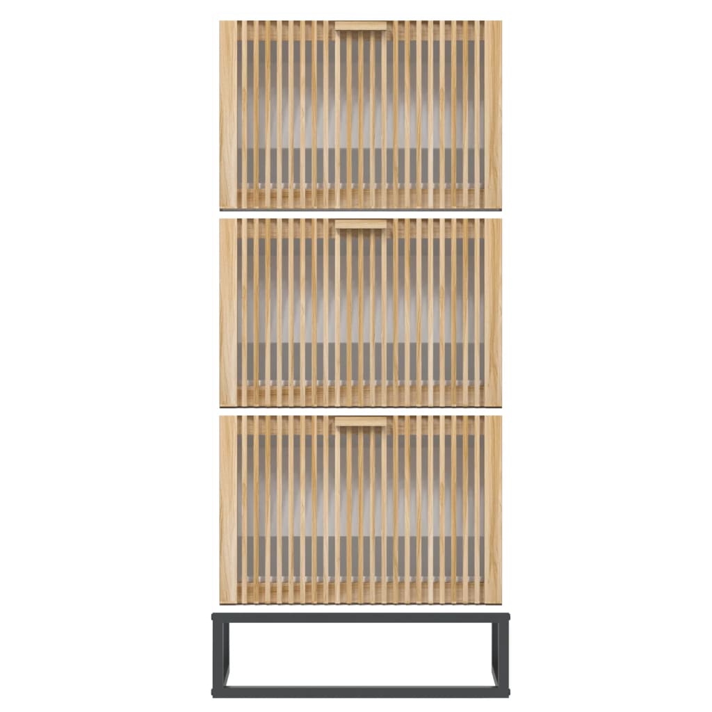 Shoe Cabinet Pine 3 Compartments Rectangular