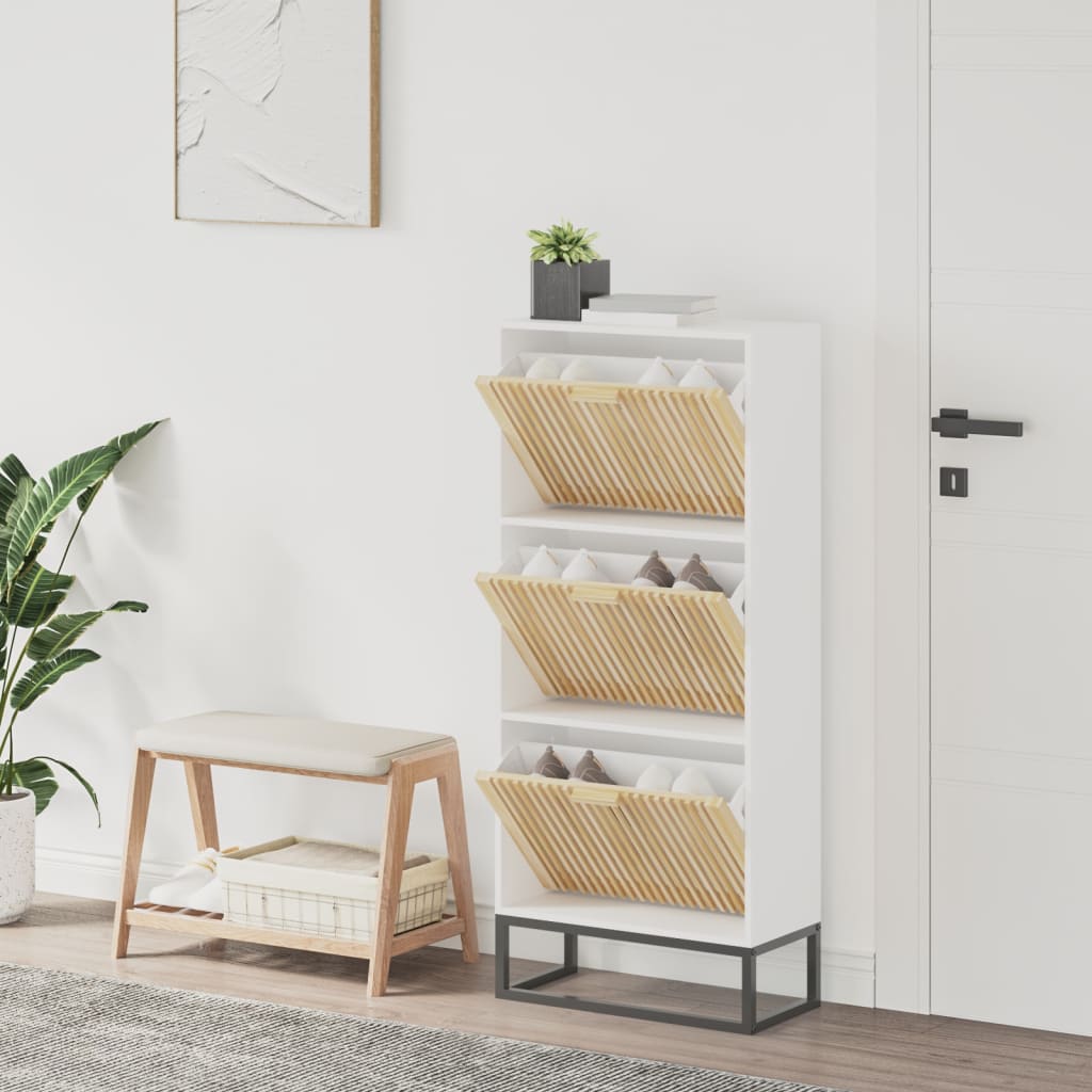 Shoe Cabinet Pine 3 Compartments Rectangular