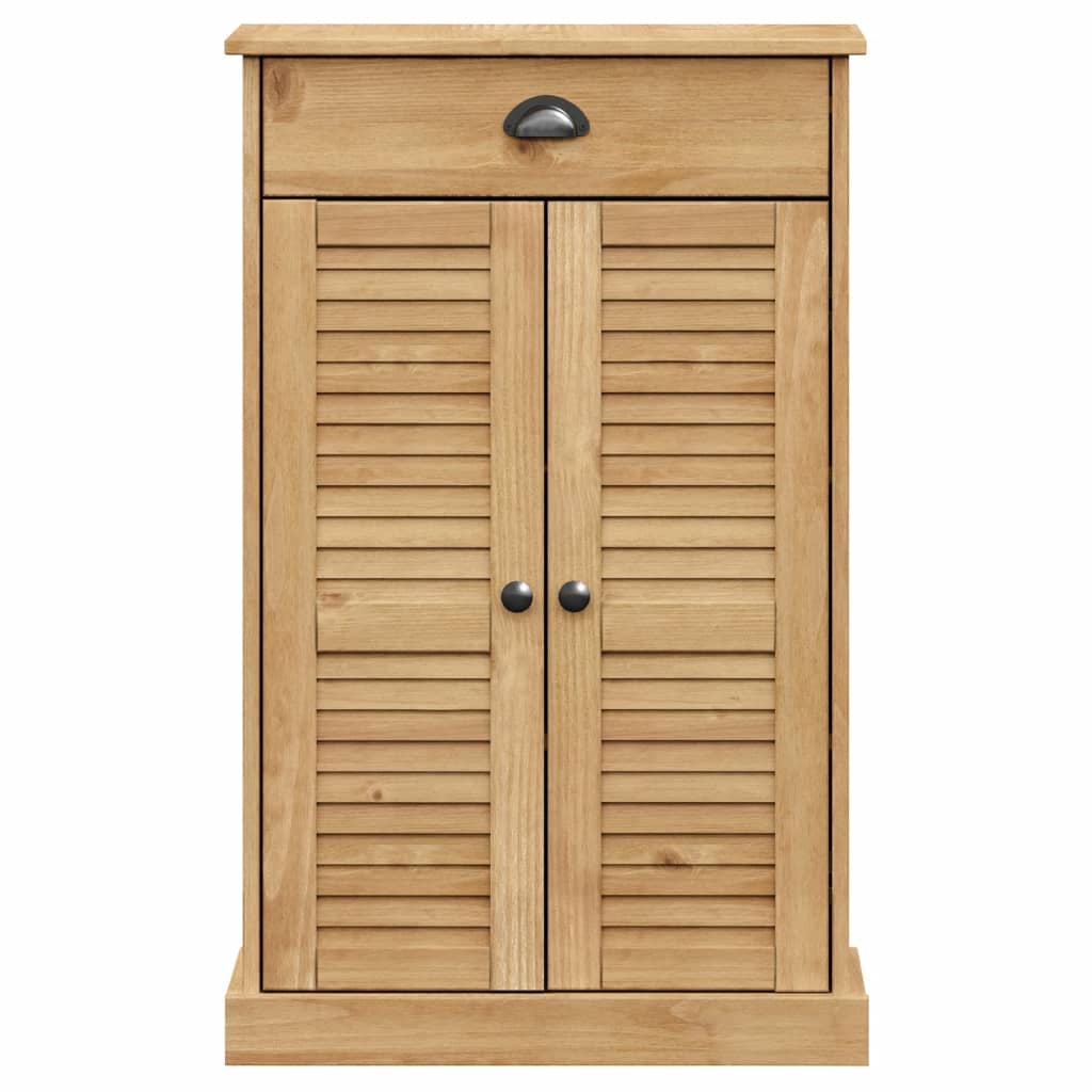 Shoe Cabinet Honey Wax Pine 3 Compartments Rectangular