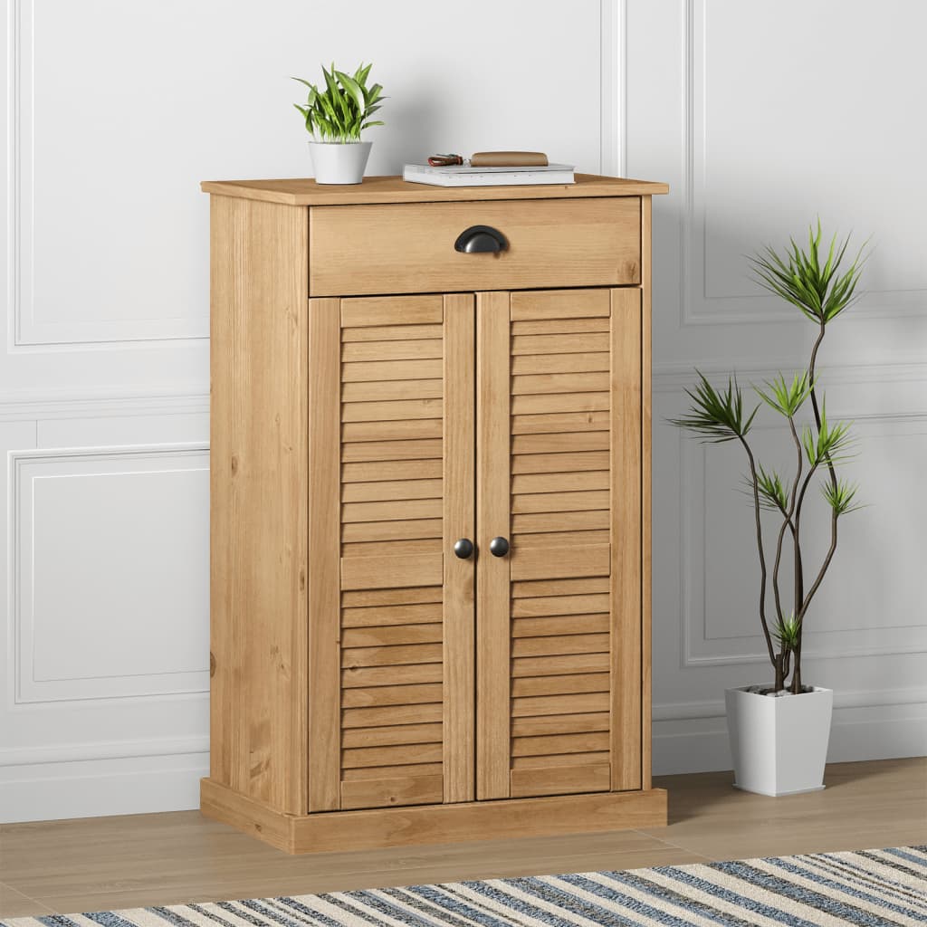Shoe Cabinet Honey Wax Pine 3 Compartments Rectangular