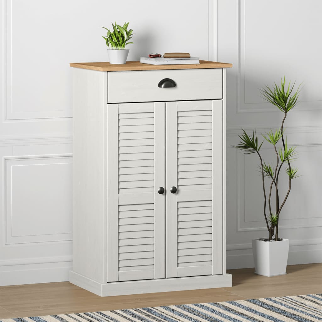 Shoe Cabinet Honey Wax Pine 3 Compartments Rectangular