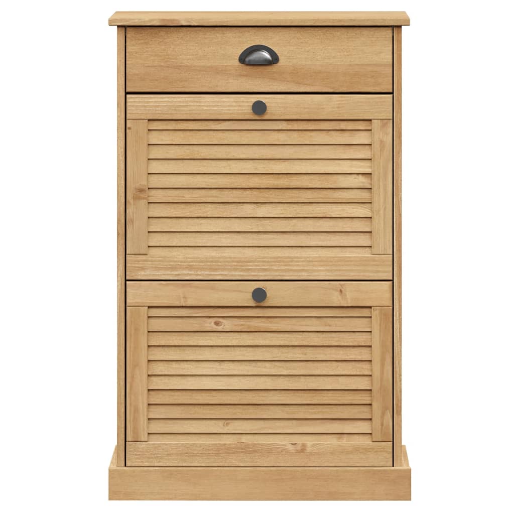 Shoe Cabinet Honey Wax Pine 3 Compartments Rectangular