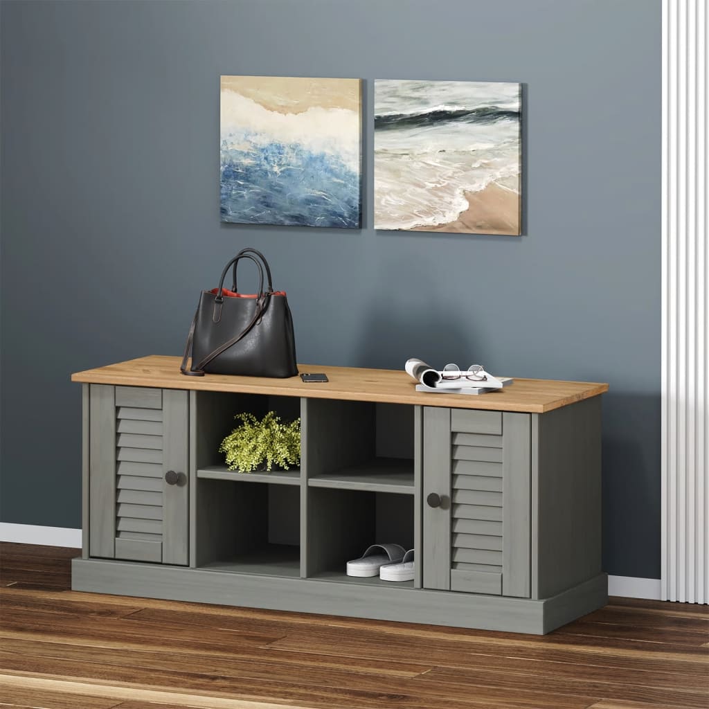 Shoe Bench Honey Pine 6 Compartments Wide & Deep