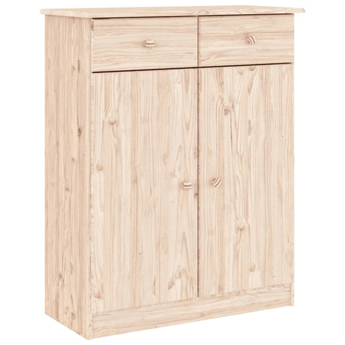 Shoe Cabinet Natural, Solid Pine 4 Compartments Rectangular