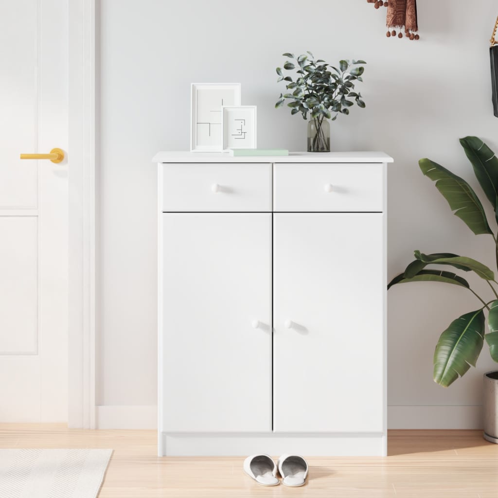 Shoe Cabinet Natural, Solid Pine 4 Compartments Rectangular
