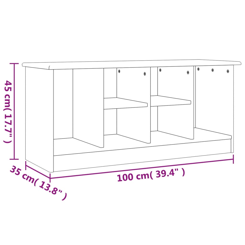 Shoe Bench Natural, Solid Pine 6 Compartments Wide & Deep