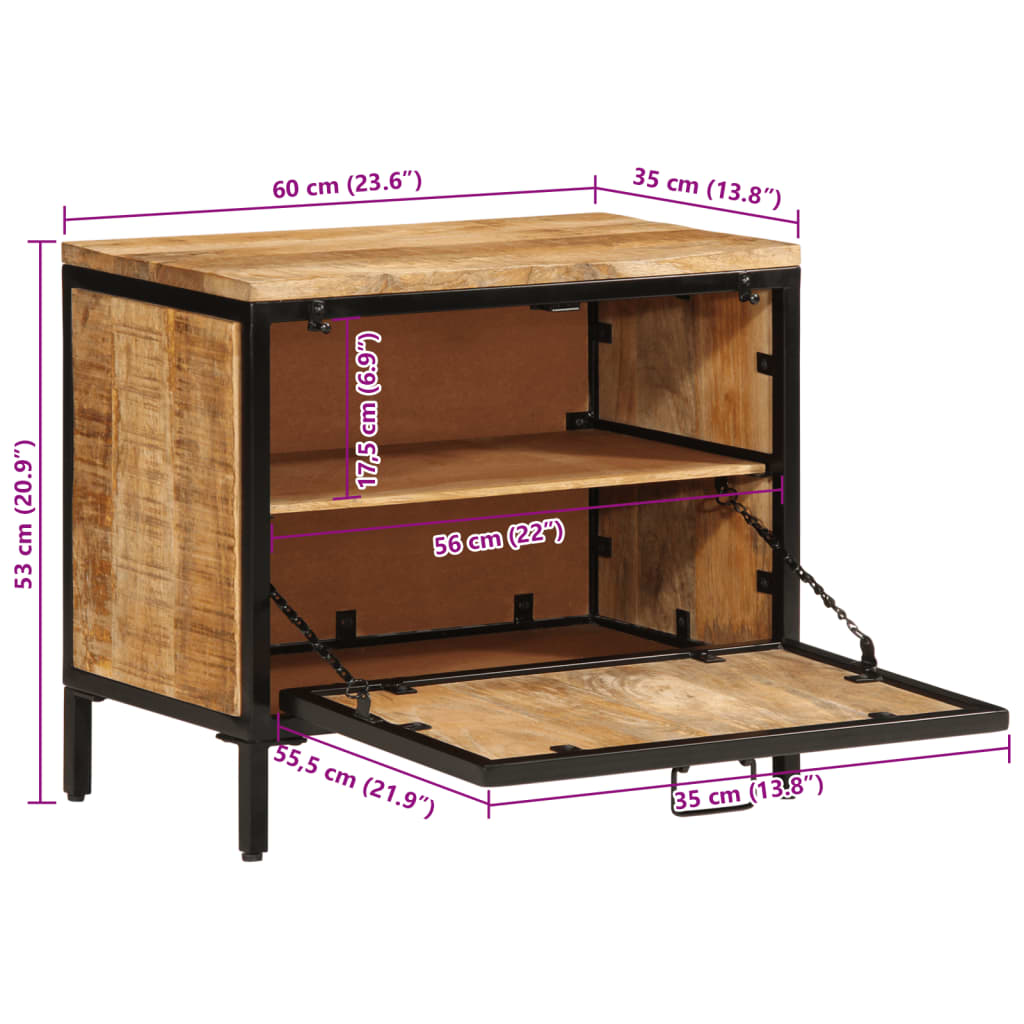 Shoe Cabinet Natural Oak & Metal 1 Compartment Small