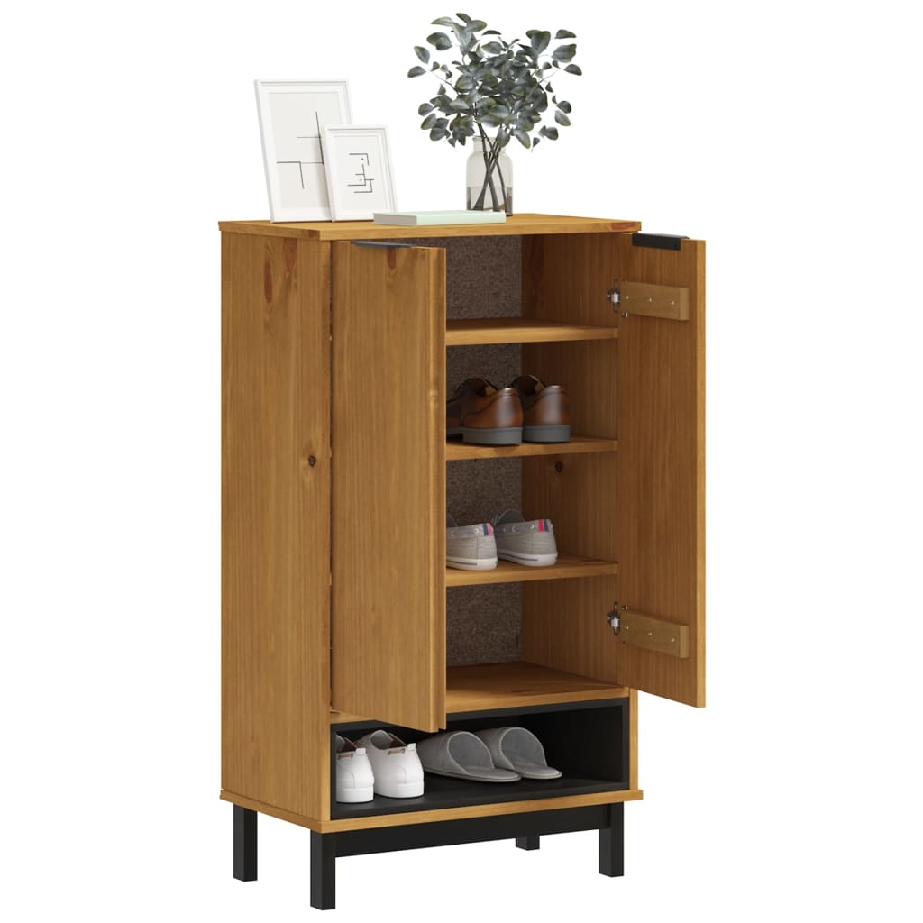 Shoe Cabinet Solid Oak & Pine 3 Compartments Rectangular