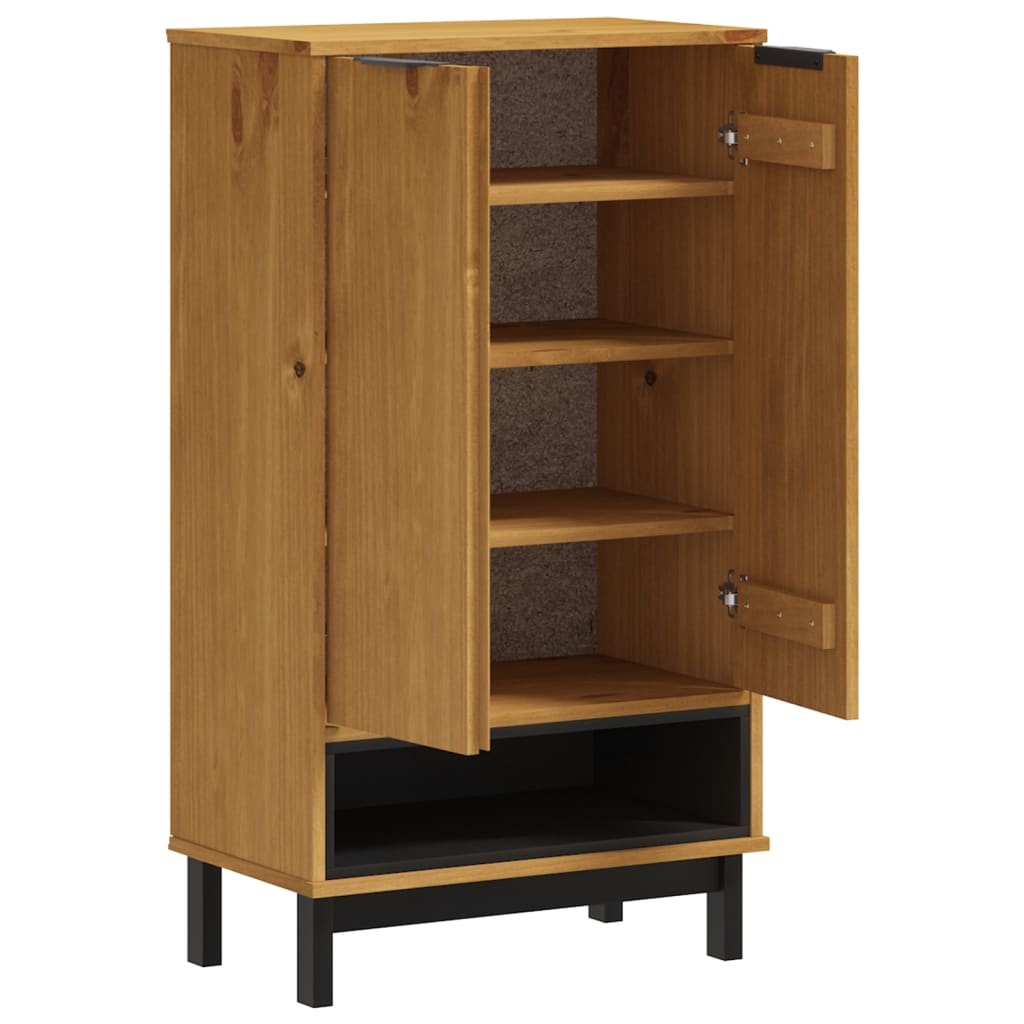 Shoe Cabinet Solid Oak & Pine 3 Compartments Rectangular