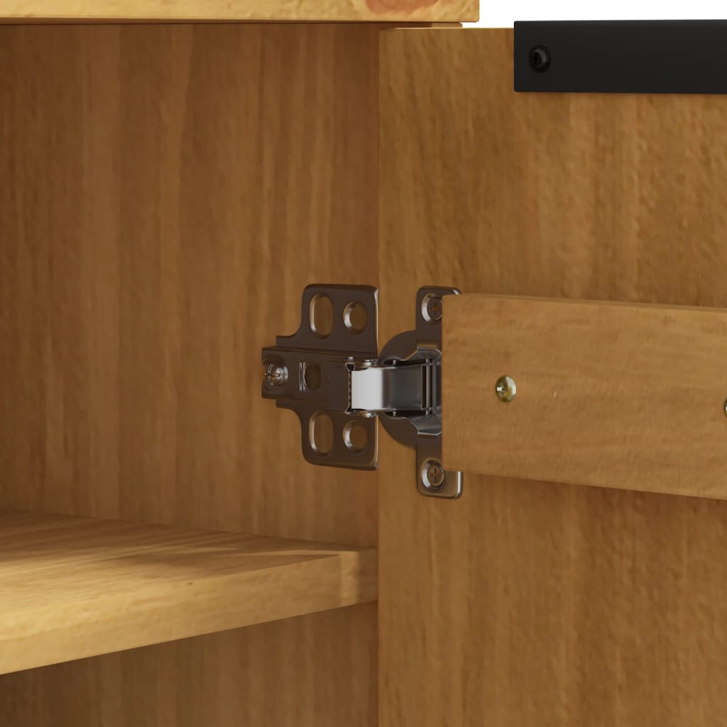 Shoe Cabinet Solid Oak & Pine 3 Compartments Rectangular