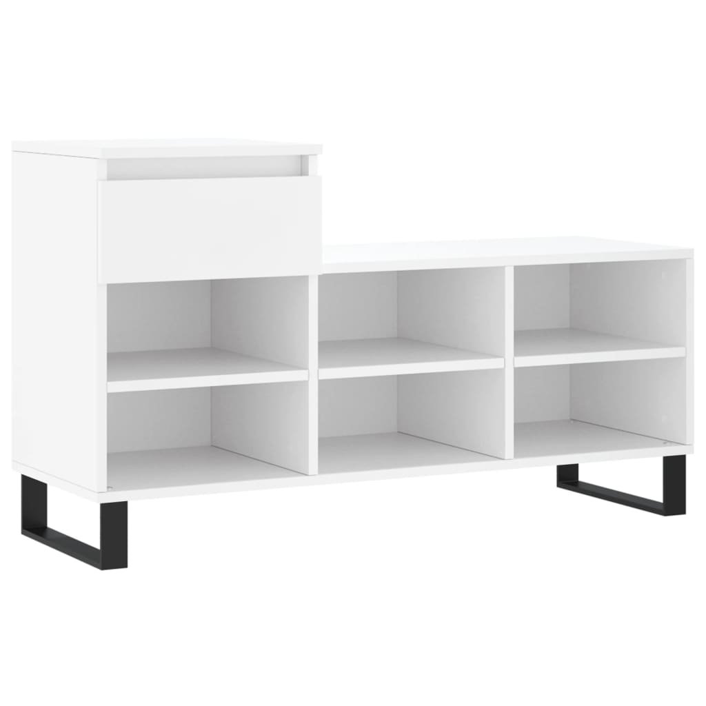Luxo Shoe Cabinet Solid Oak 7 Compartments Rectangular & Metal Feet