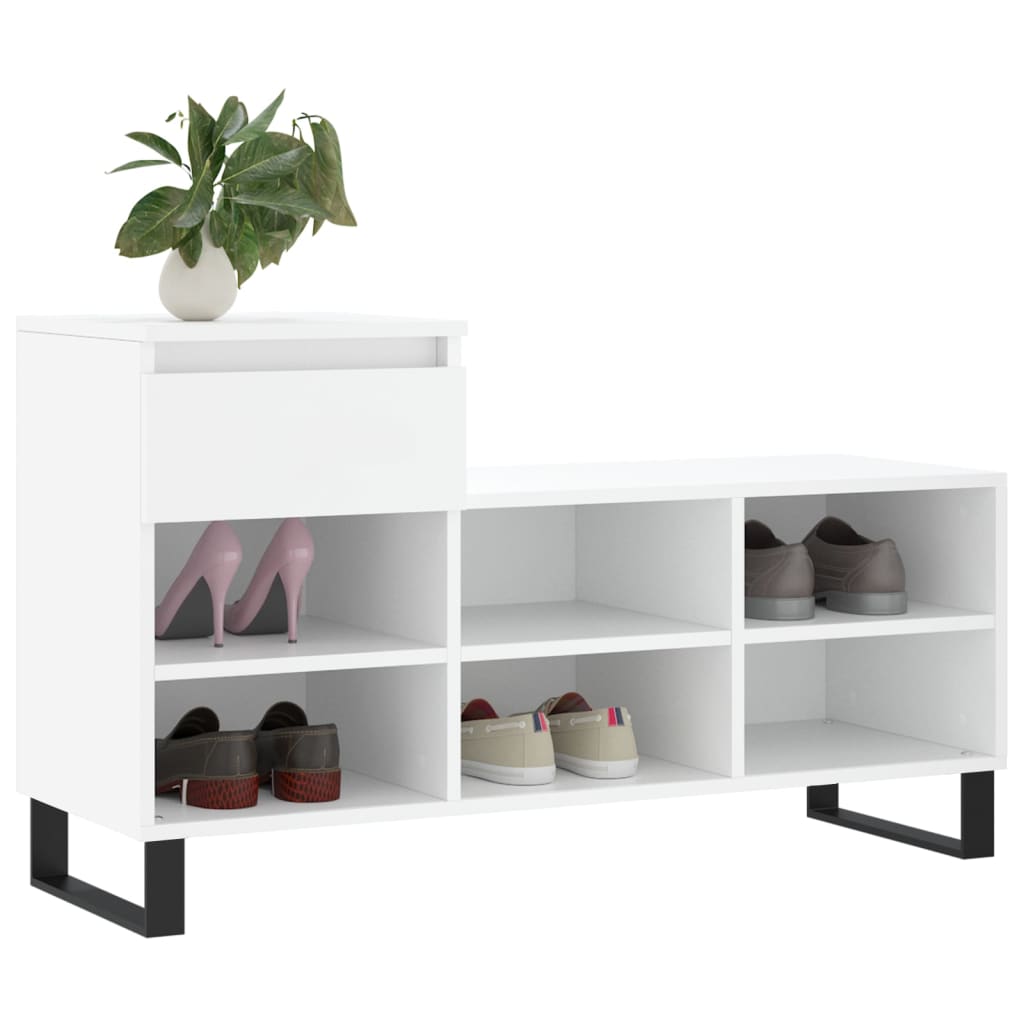 Luxo Shoe Cabinet Solid Oak 7 Compartments Rectangular & Metal Feet