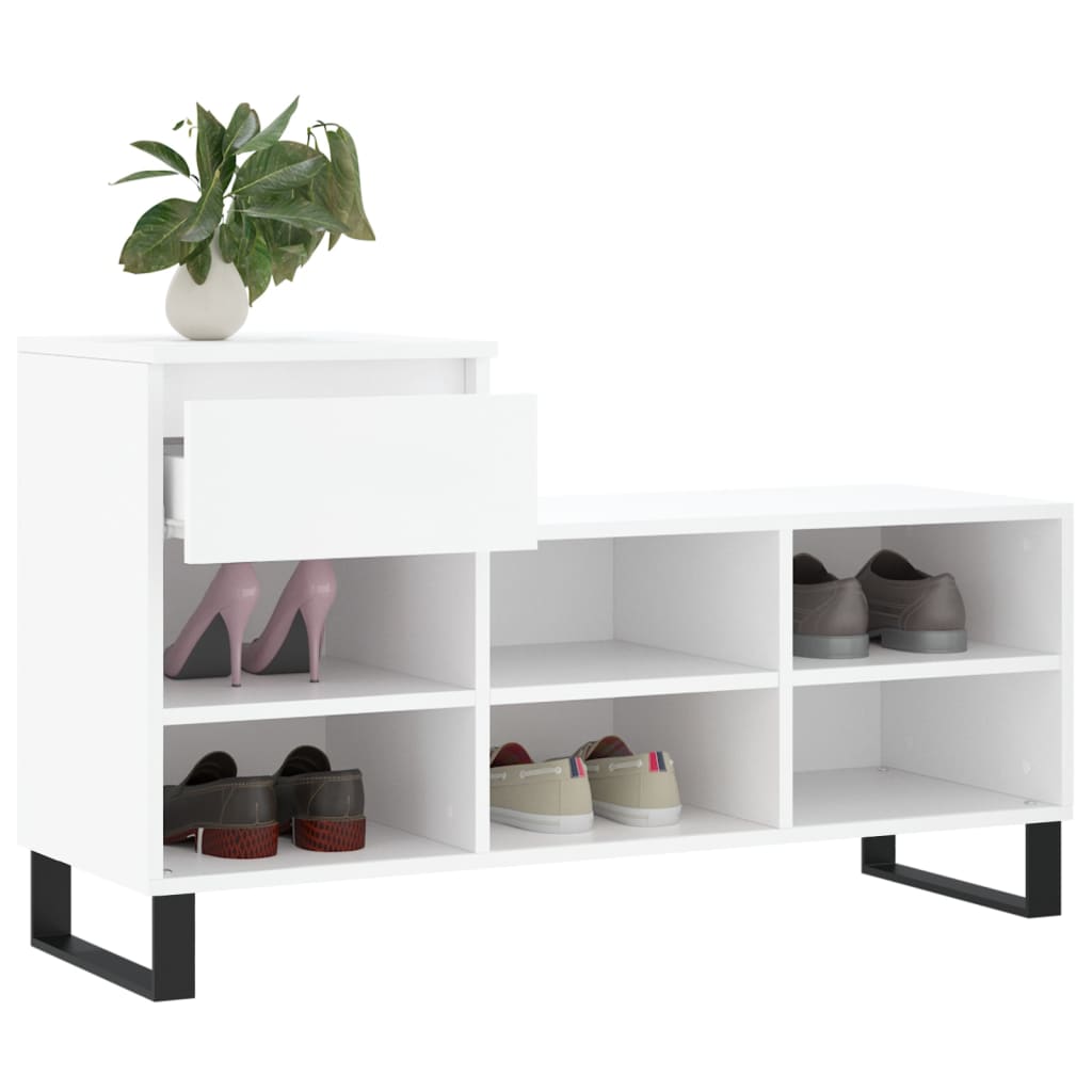 Luxo Shoe Cabinet Solid Oak 7 Compartments Rectangular & Metal Feet