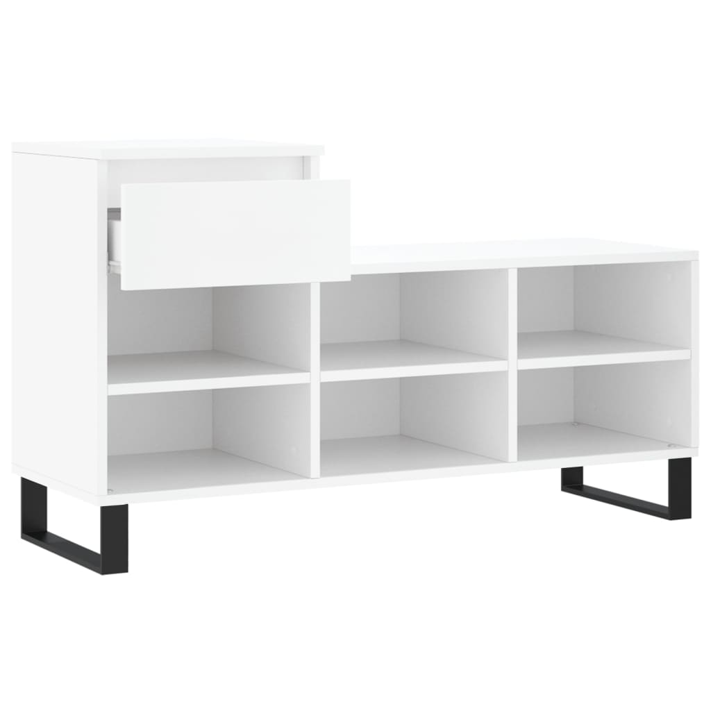 Luxo Shoe Cabinet Solid Oak 7 Compartments Rectangular & Metal Feet
