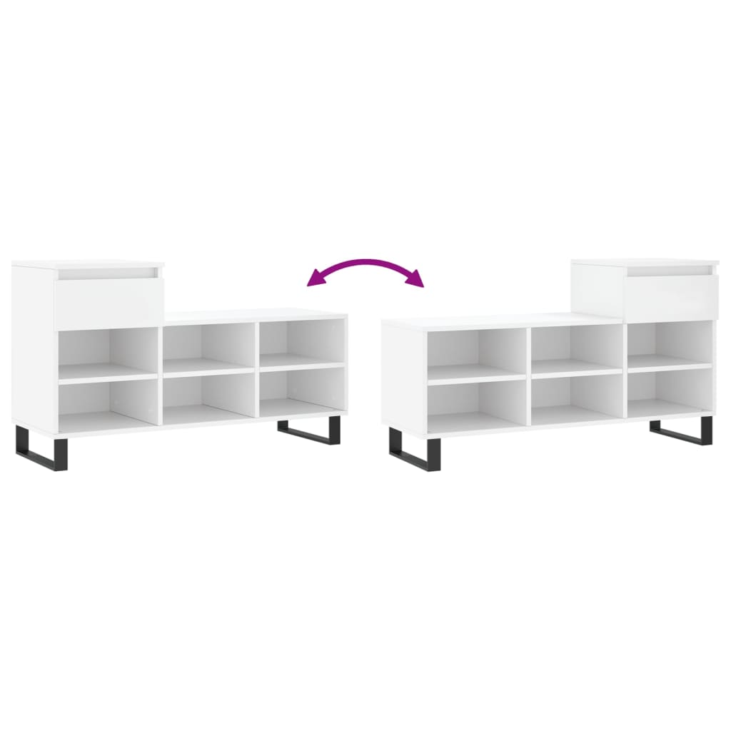 Luxo Shoe Cabinet Solid Oak 7 Compartments Rectangular & Metal Feet