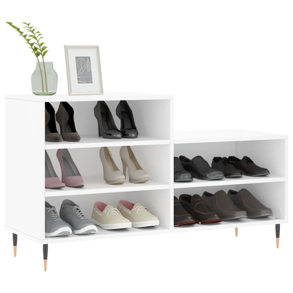 Luxo Shoe Cabinet Solid Oak 5 Compartments Rectangular & Metal Feet