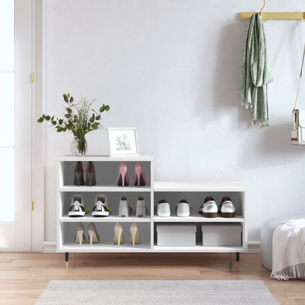 Luxo Shoe Cabinet Solid Oak 5 Compartments Rectangular & Metal Feet