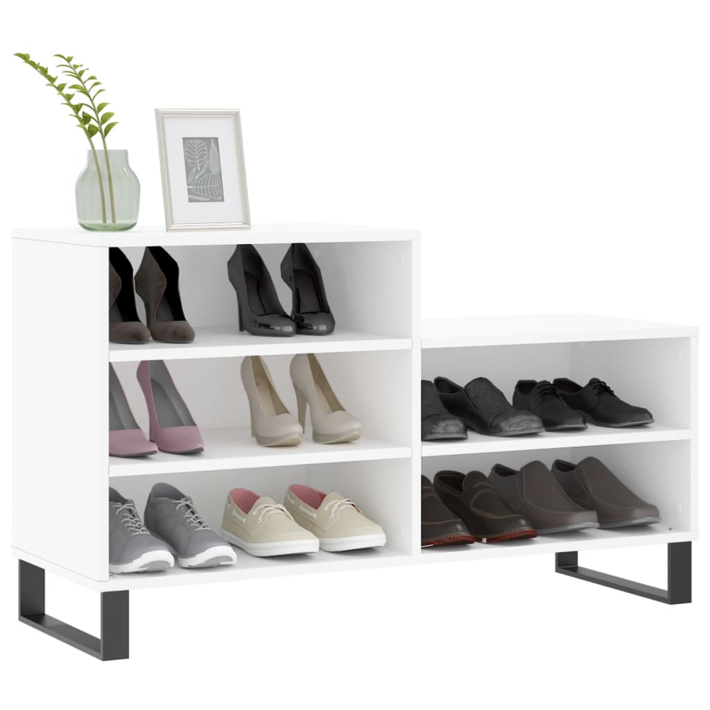 Luxo Shoe Cabinet Solid Oak 5 Compartments Rectangular & Metal Feet