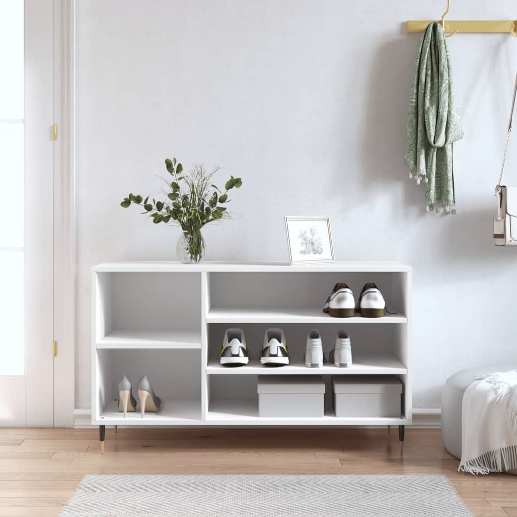 Shoe Cabinet High Gloss Reclaimed Wood 5 Compartments