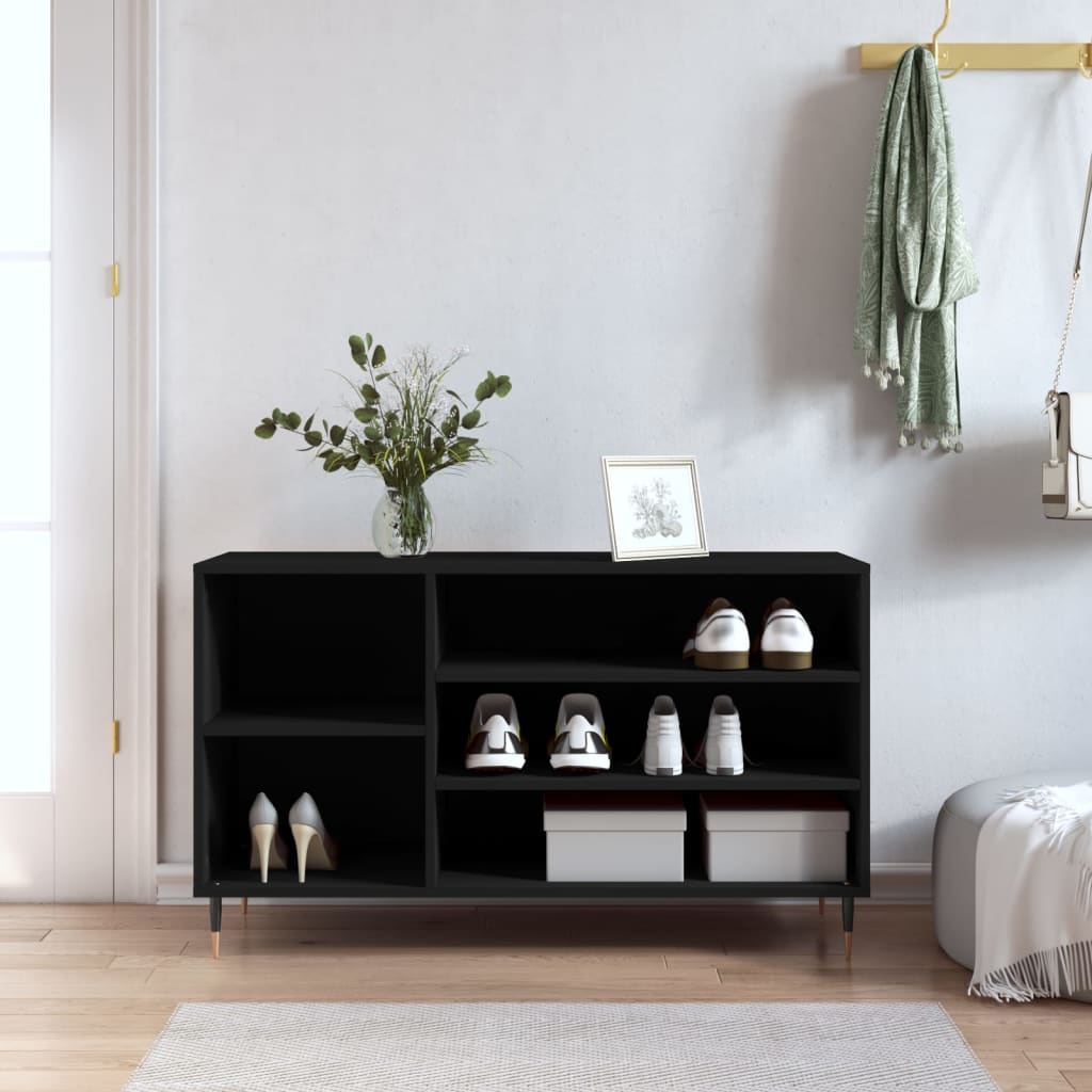 Shoe Cabinet High Gloss Reclaimed Wood 5 Compartments