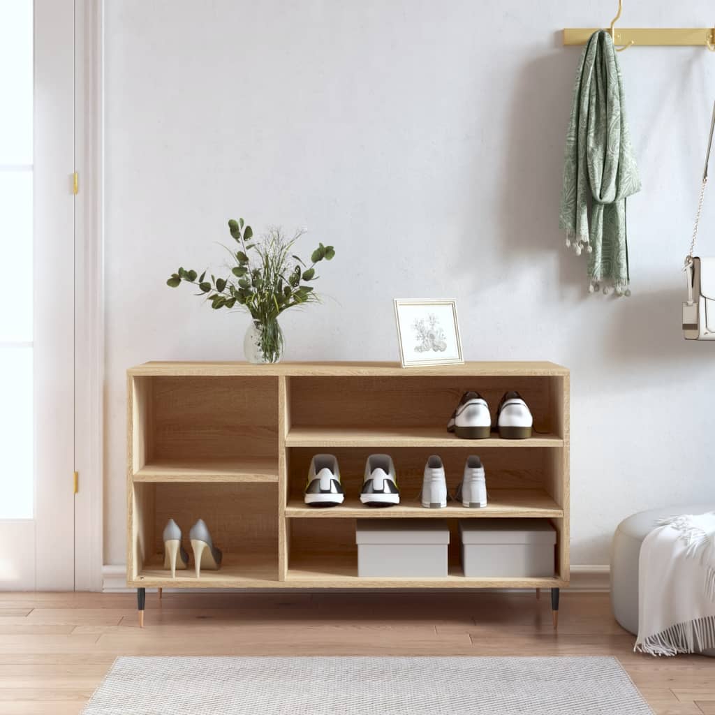 Shoe Cabinet High Gloss Reclaimed Wood 5 Compartments