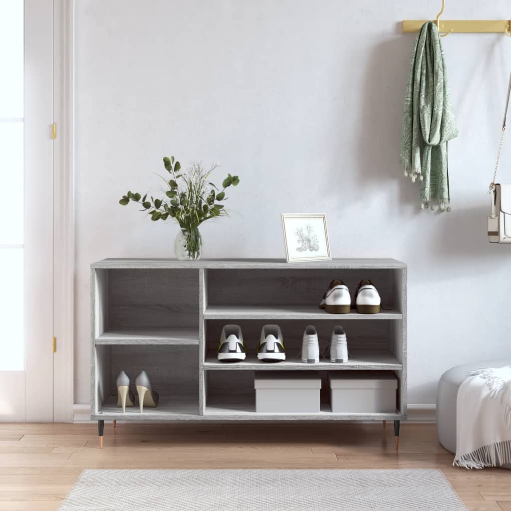 Shoe Cabinet High Gloss Reclaimed Wood 5 Compartments