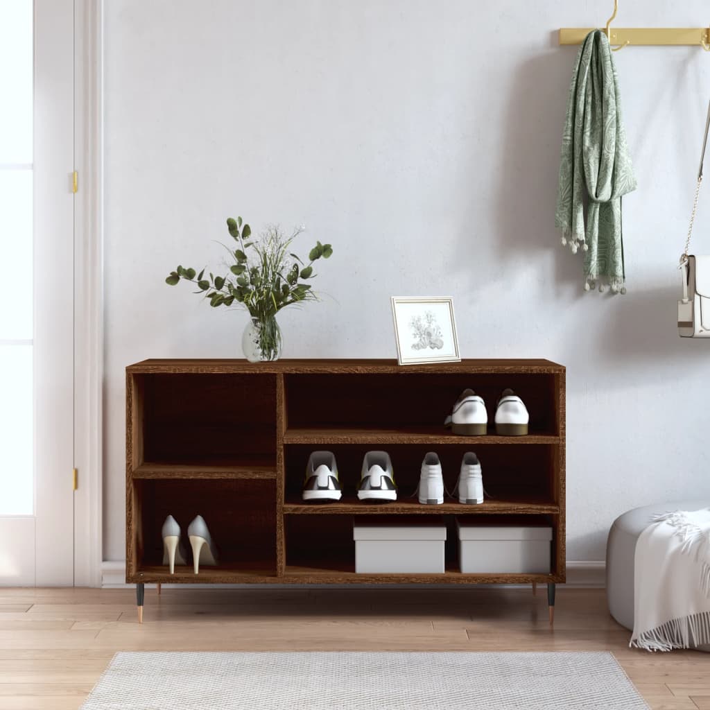 Shoe Cabinet High Gloss Reclaimed Wood 5 Compartments
