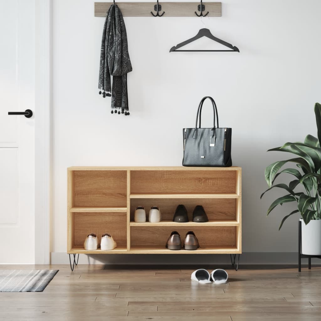 Luxe Shoe Cabinet High Gloss Reclaimed Wood 5 Compartment