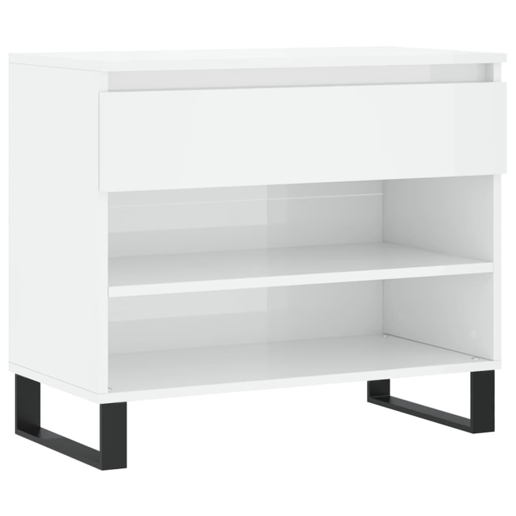 Shoe Cabinet High Gloss Reclaimed Wood 2 Compartments & 1 Drawer