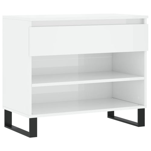 Shoe Cabinet High Gloss Reclaimed Wood 2 Compartments & 1 Drawer