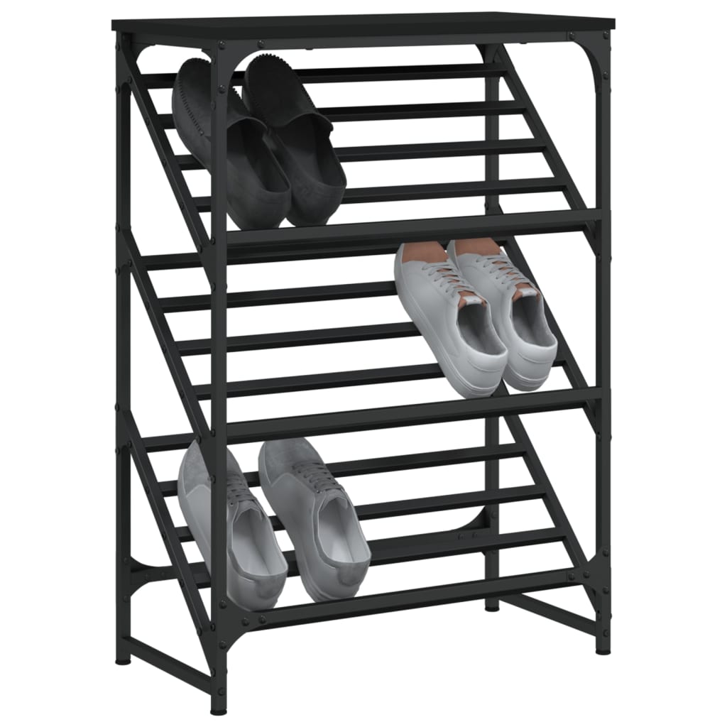 Freya Shoe Rack Reclaimed Wood Tall & Skinny 3 Compartments