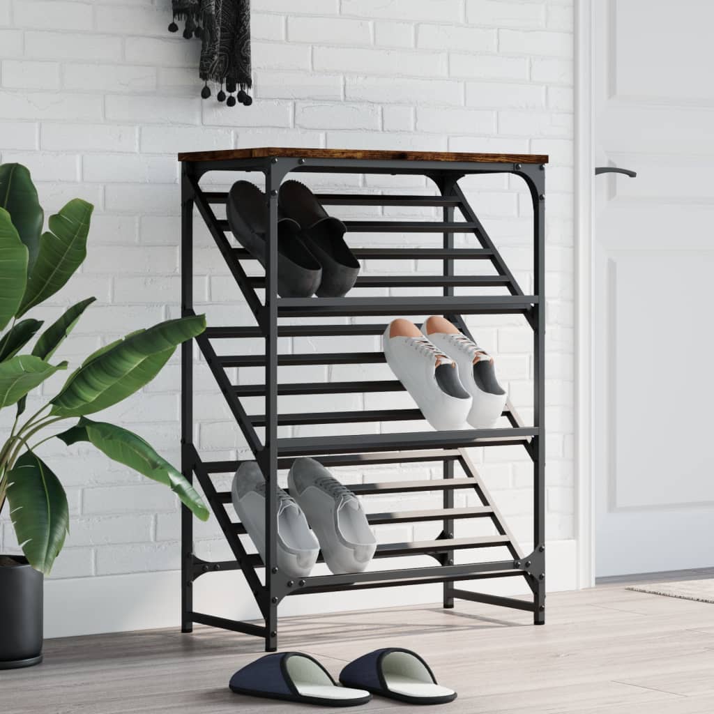 Freya Shoe Rack Reclaimed Wood Tall & Skinny 3 Compartments