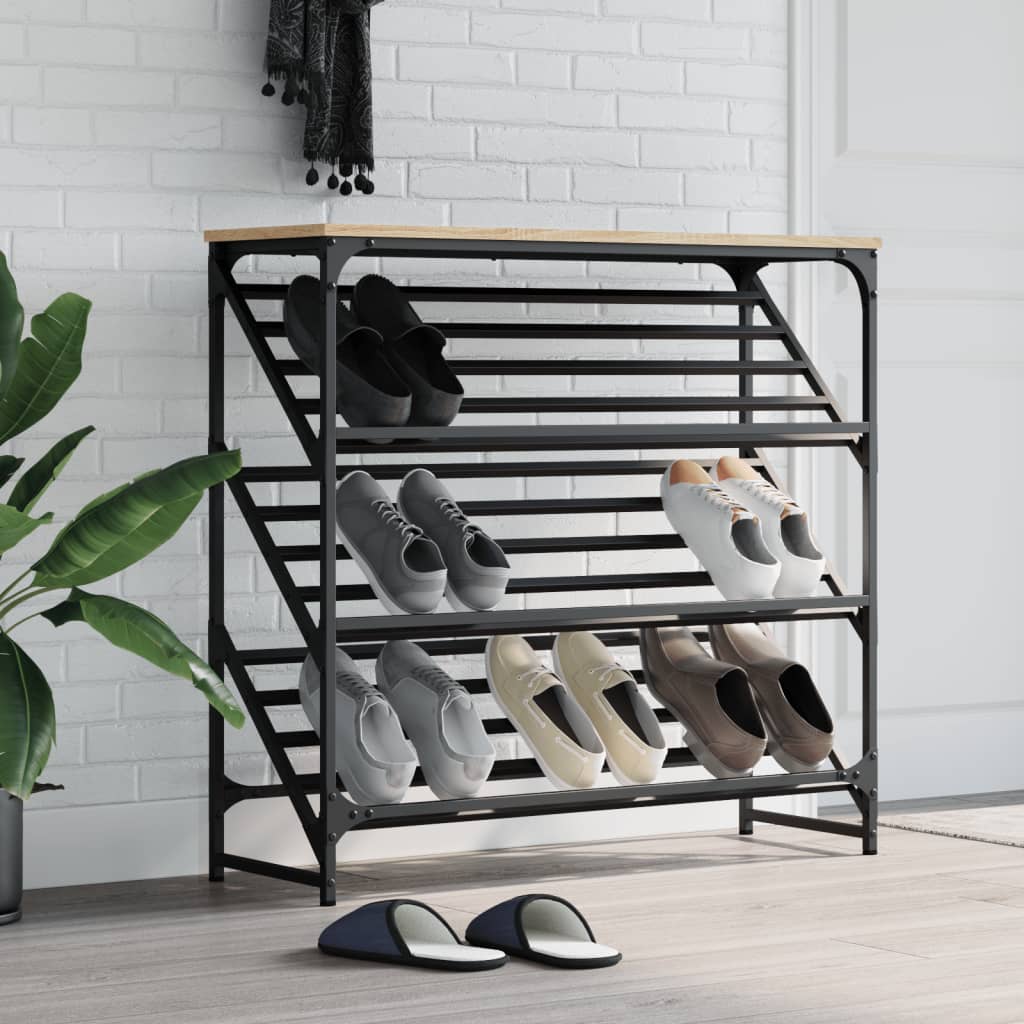 Freya Shoe Rack Reclaimed Wood Rectangular 3 Compartments