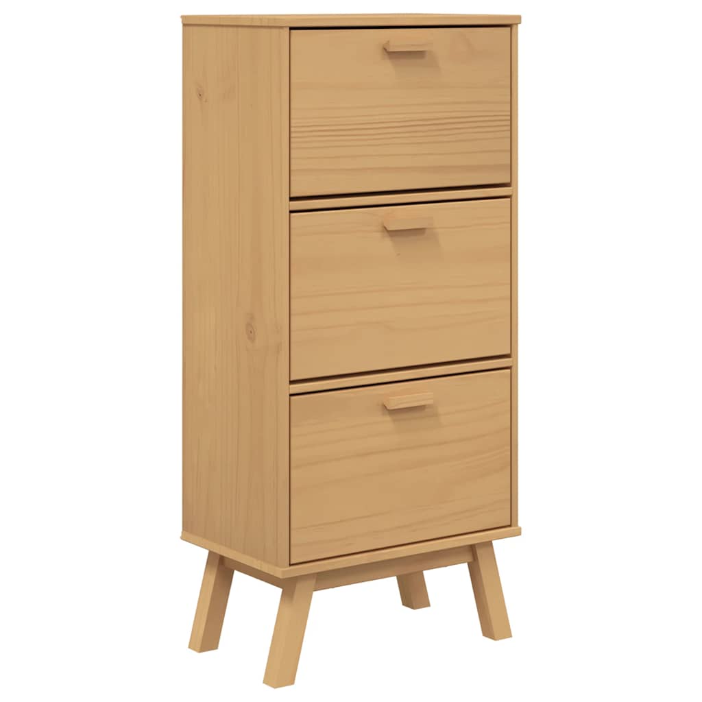 Shoe Cabinet Solid Pine 3 Drop-Down Compartments Medium Height