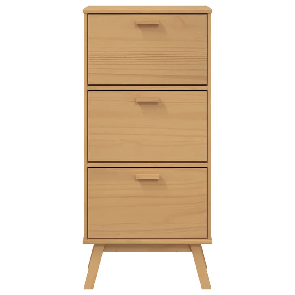 Shoe Cabinet Solid Pine 3 Drop-Down Compartments Medium Height