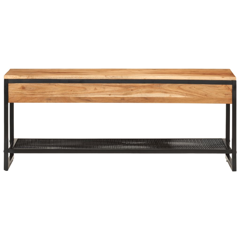 Shoe Bench Black Solid Acacia Wood 2 Tiers
