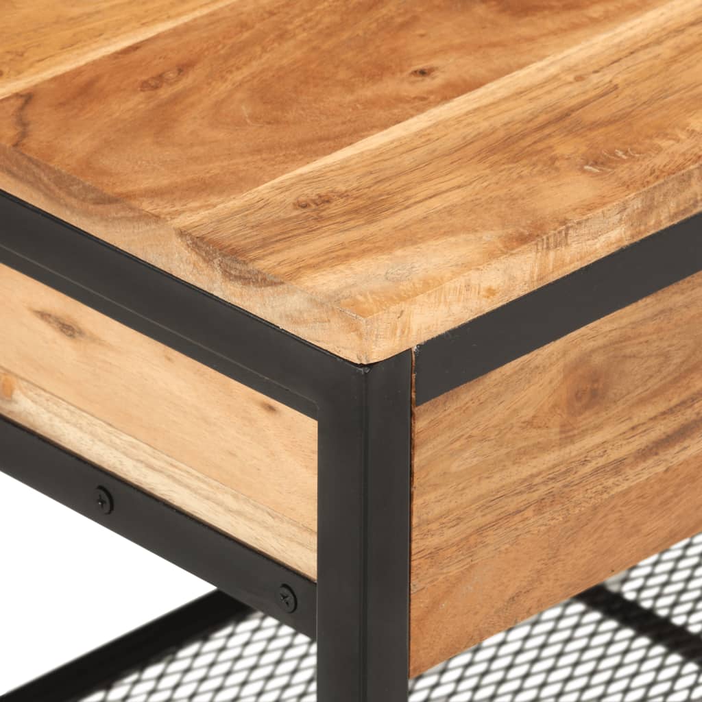Shoe Bench Black Solid Acacia Wood 2 Tiers